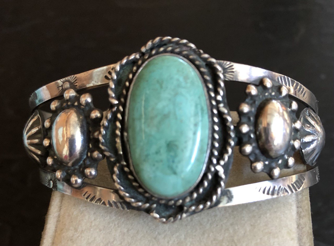 Concho Blue~Green Stamped Cuff